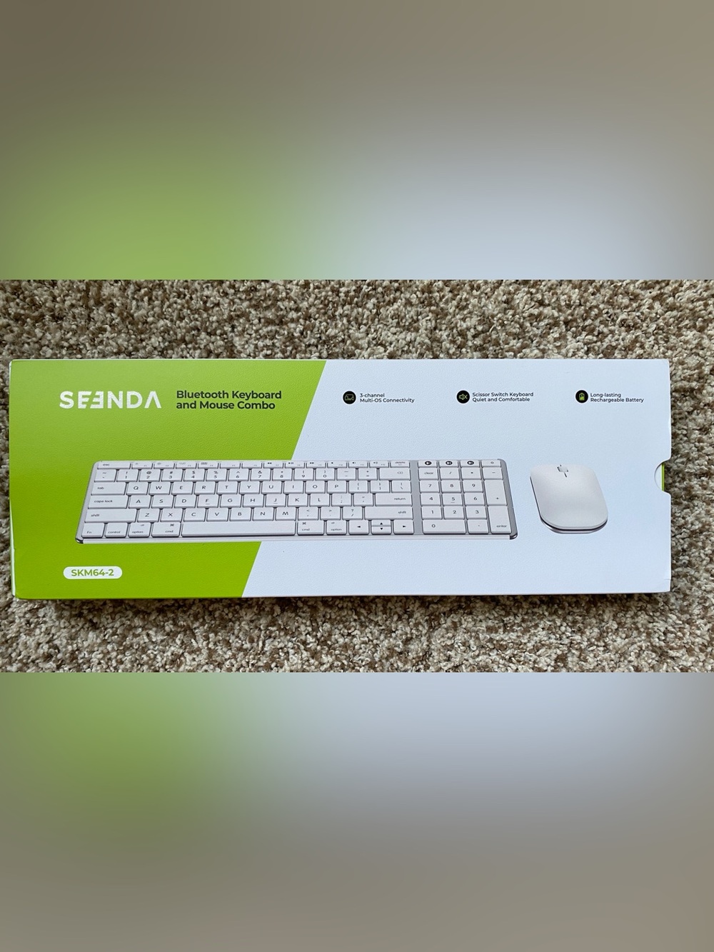 SEENDA Bluetooth Keyboard & Mouse Combo for Mac SKM64-2 Rechargeable White